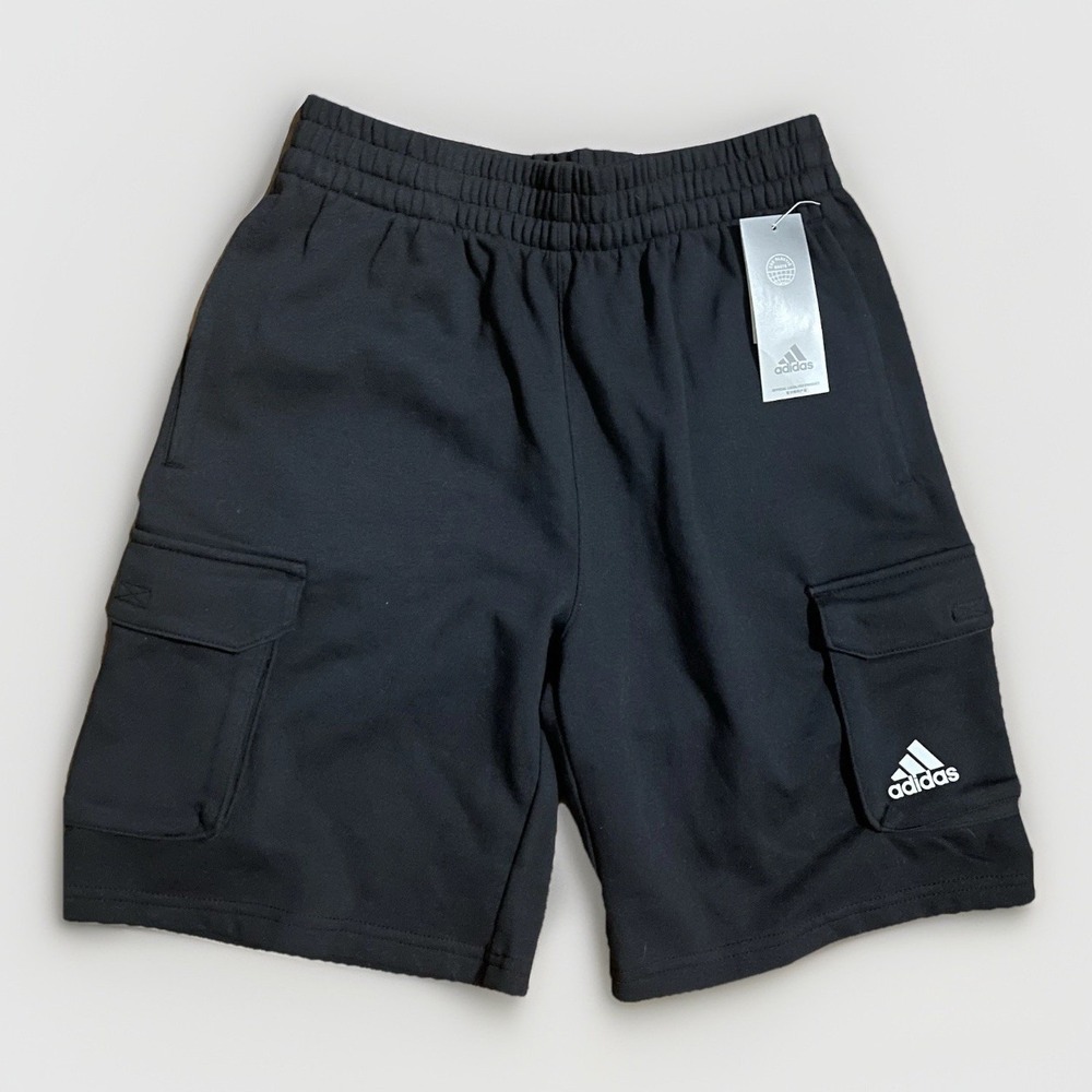NWT Adidas Boys Youth Large 14/16 Black Cargo Shorts NEW Side Leg Pockets